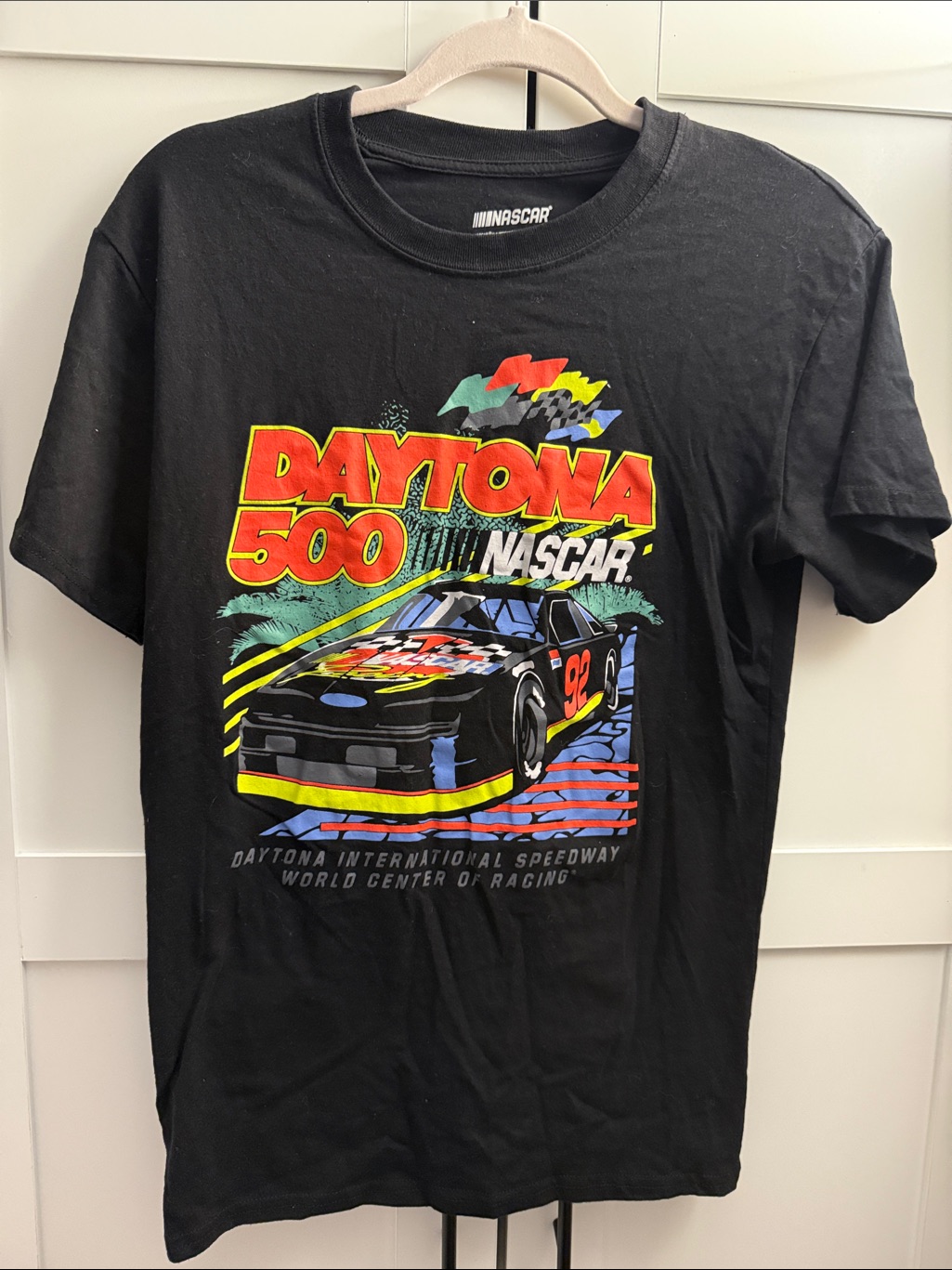 Nascar Daytona 500 Graphic Tee  Black With Red And Yellow Accents